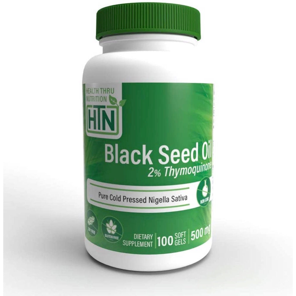 Health Thru Nutrition, Black Seed Oil 2% TQ (Cold Pressed) 500mg (NON-GMO), 100 Softgels UPC 819193020067 | HiLife Vitamins